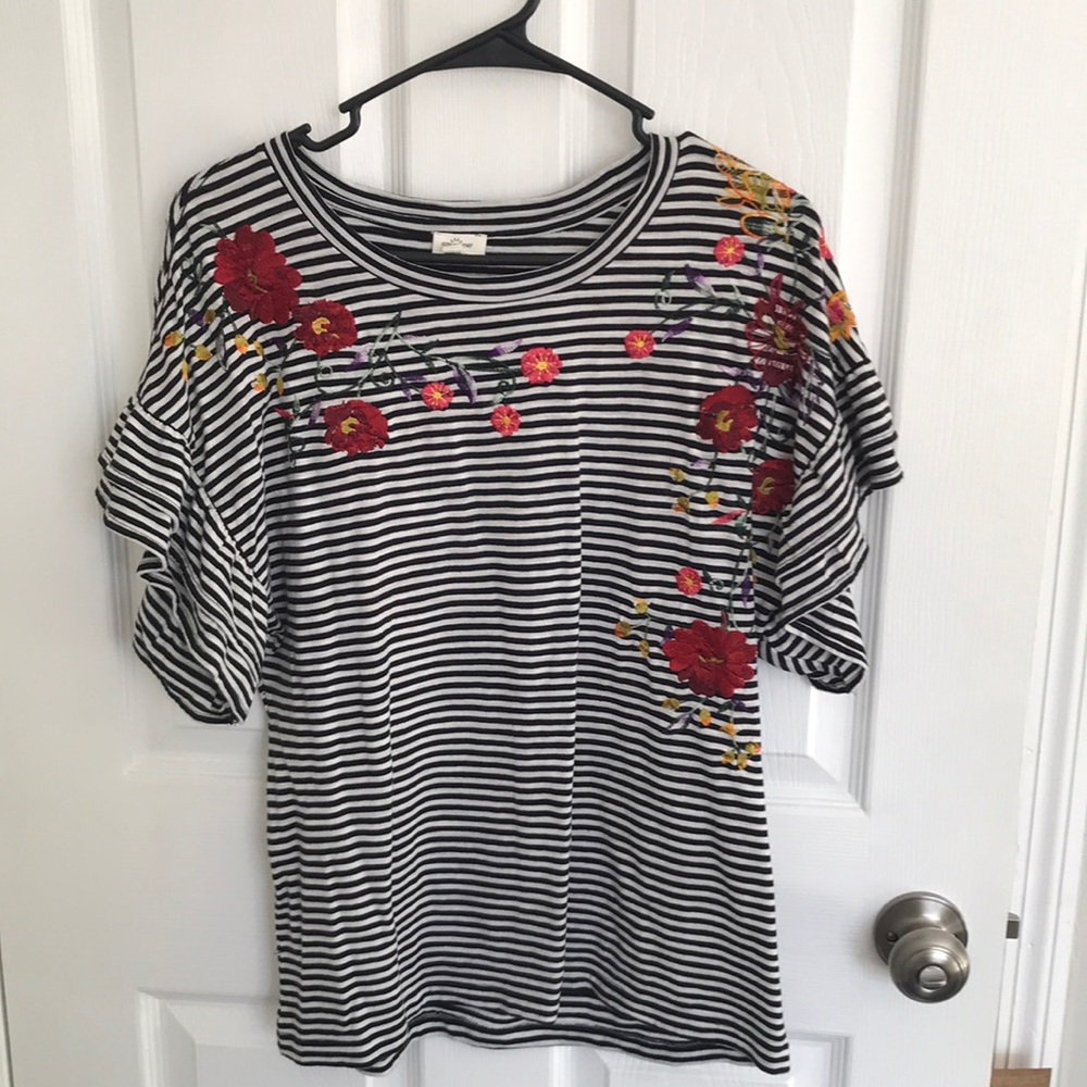 Urban Outfitters drapey floral embroidered top